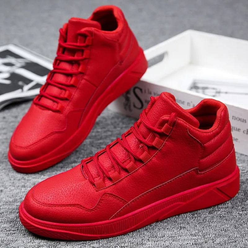 Men'S Shoes Hey Dude - Keep Warm Men's Red High-Top Leather