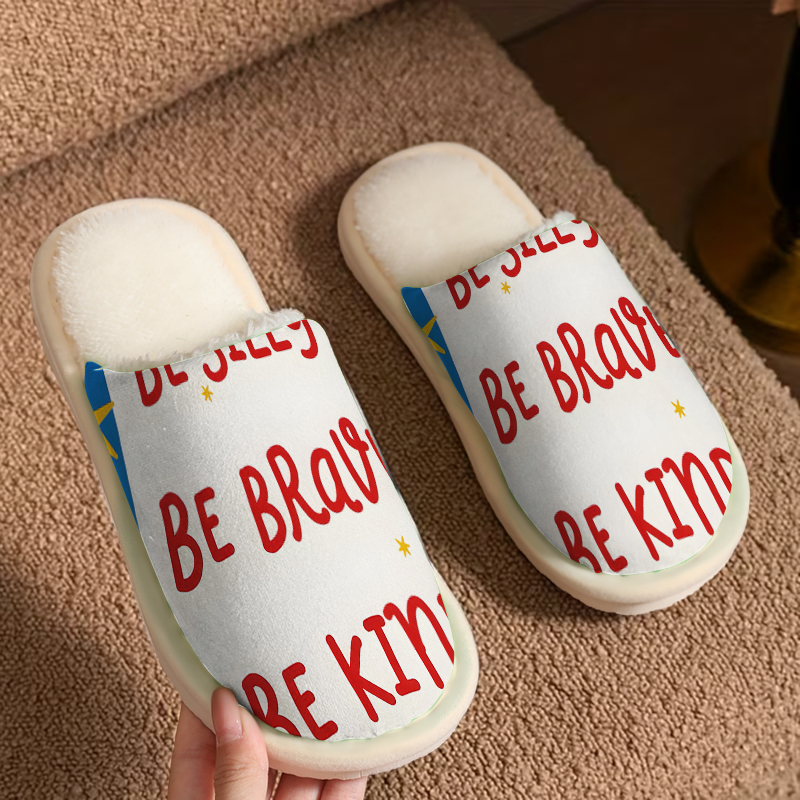 Men Shoes Kinds - Kind Quote Luxury Plush Slippers Men