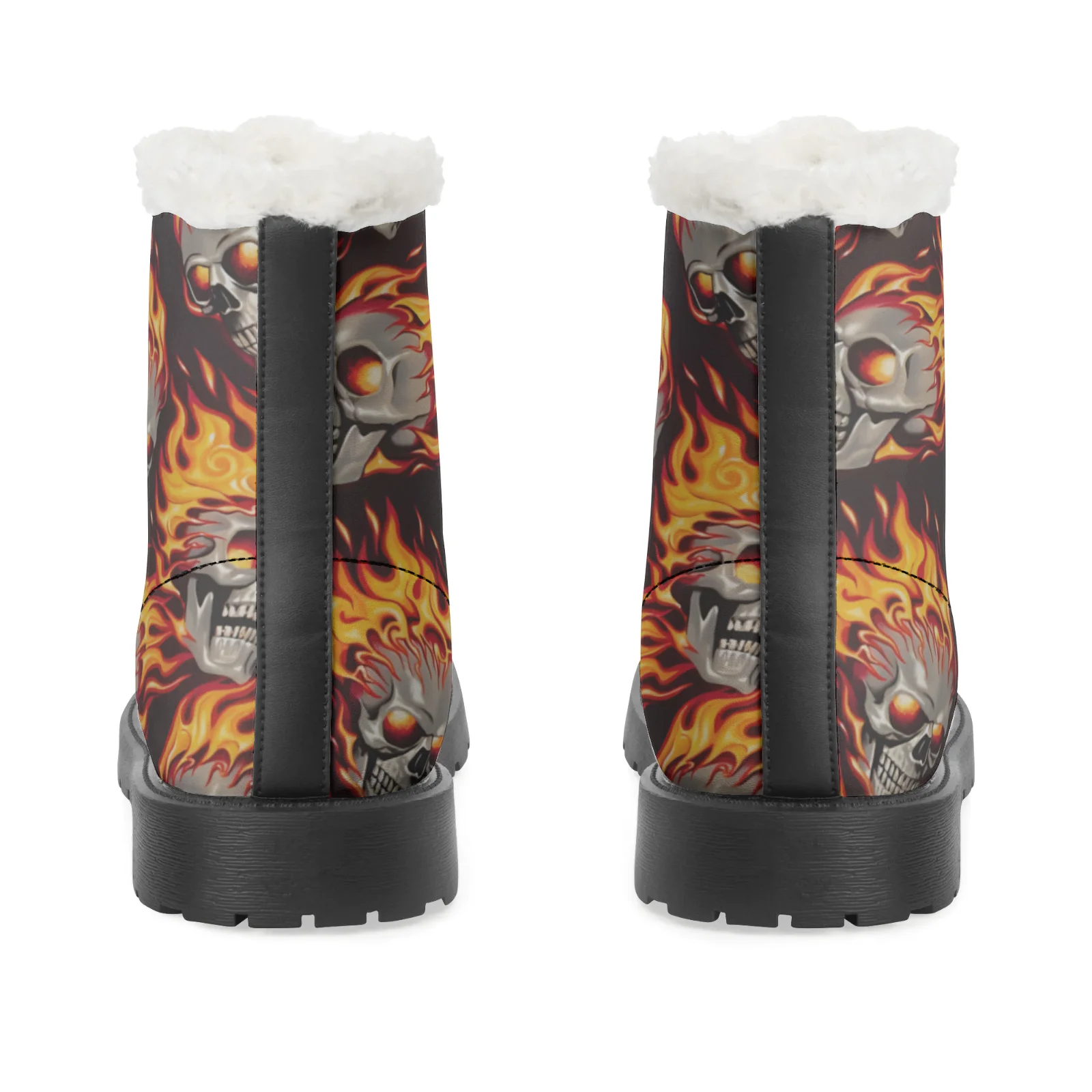 Fire Skull Patterns Snow Boots - Men Shoes Eu To Us 评论和价格