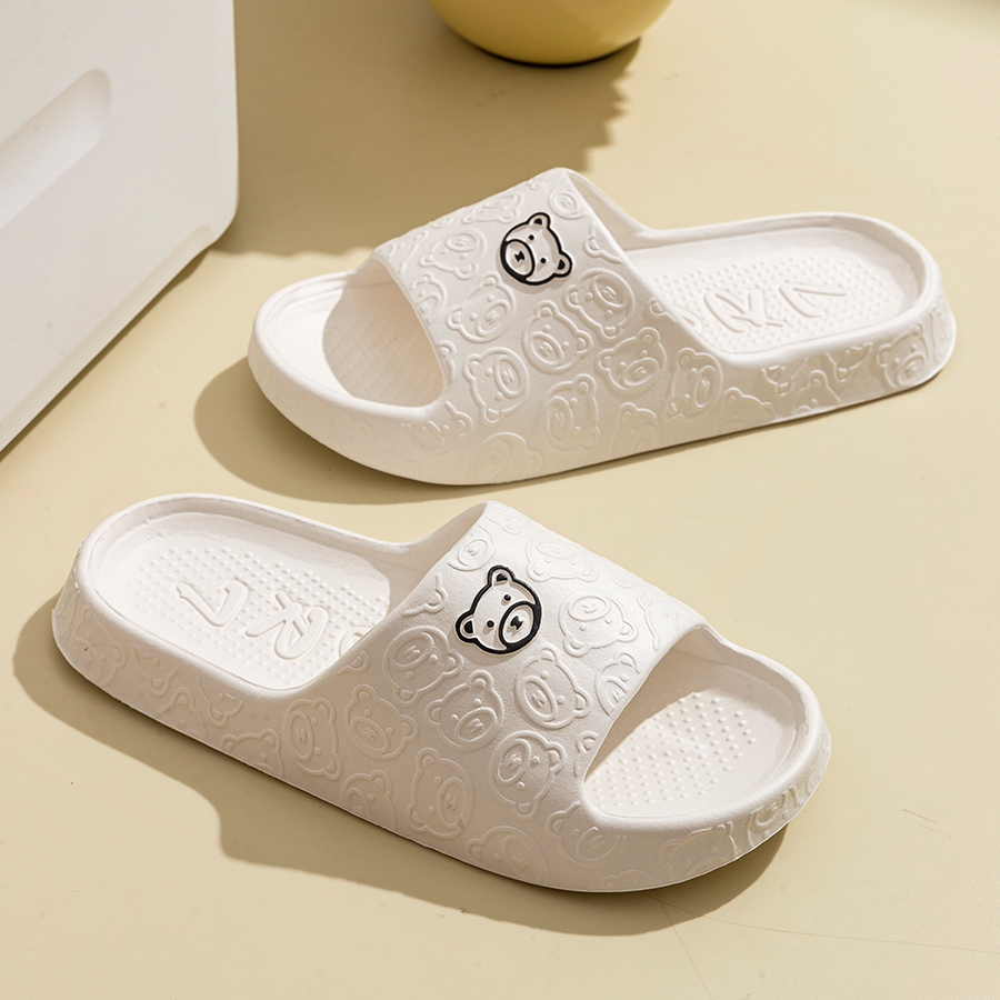 Printting Cute Bear Women Slip - Men Shoes Style 评论和价格