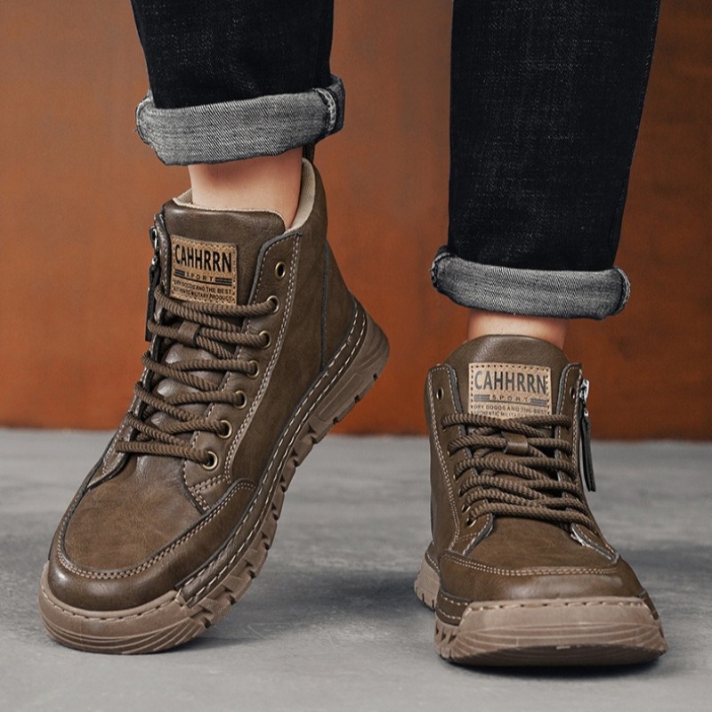 Men Leather High Top Ankle Boo - Men'S Shoes Comfortable Walking 评论和价格