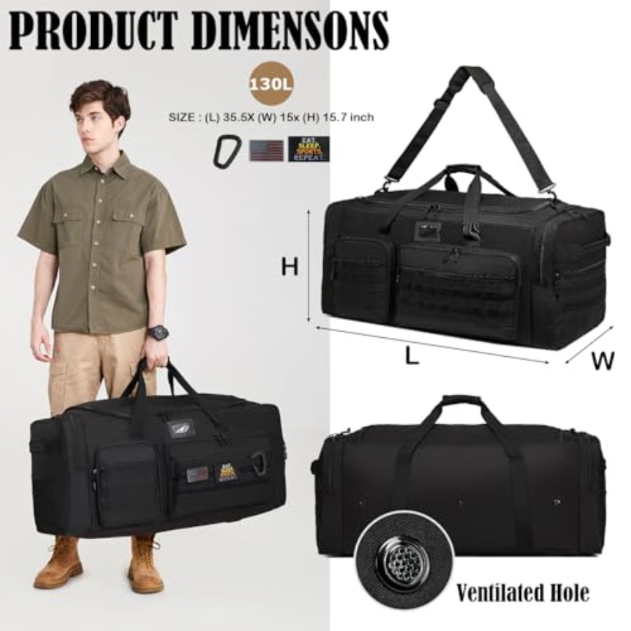 130L Extra Large Duffle Bag fo - Men'S Shoes Xl 评论和价格